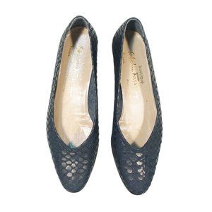 FERRAGAMO Boutique Navy Python Snakeskin Foam Sole Ballet Flats 8 2A